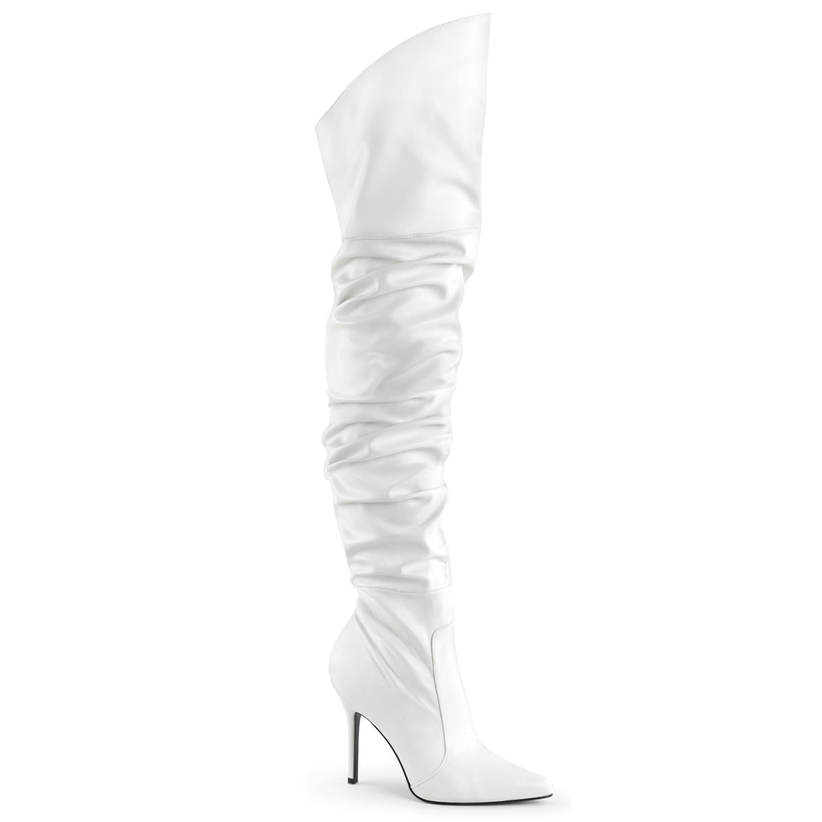 White 4 Inch Tempting Thigh Length Boots - Pleaser CLASSIQUE-3011