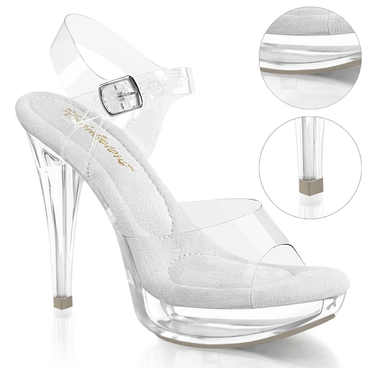 Clear 5 Inch Posing Shoes - Fabulicious COCKTAIL-508