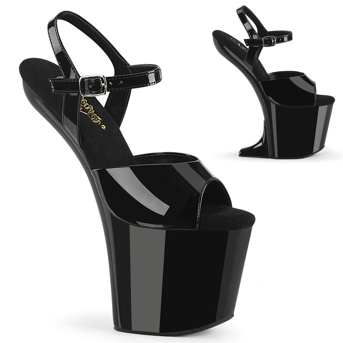 Black 8 Inch Stage Heel Platform Shoes - Pleaser CRAZE-809