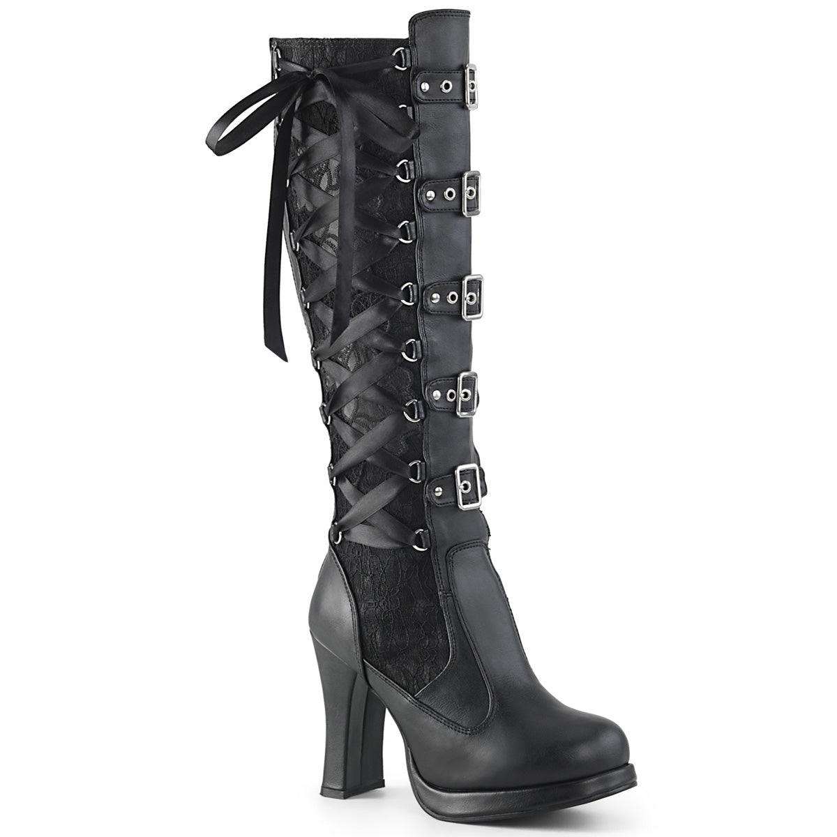 4 Heel, 3/4 PF Corseted Knee High Boot, Back Zip CRYP106/BVLLC CRYPTO106