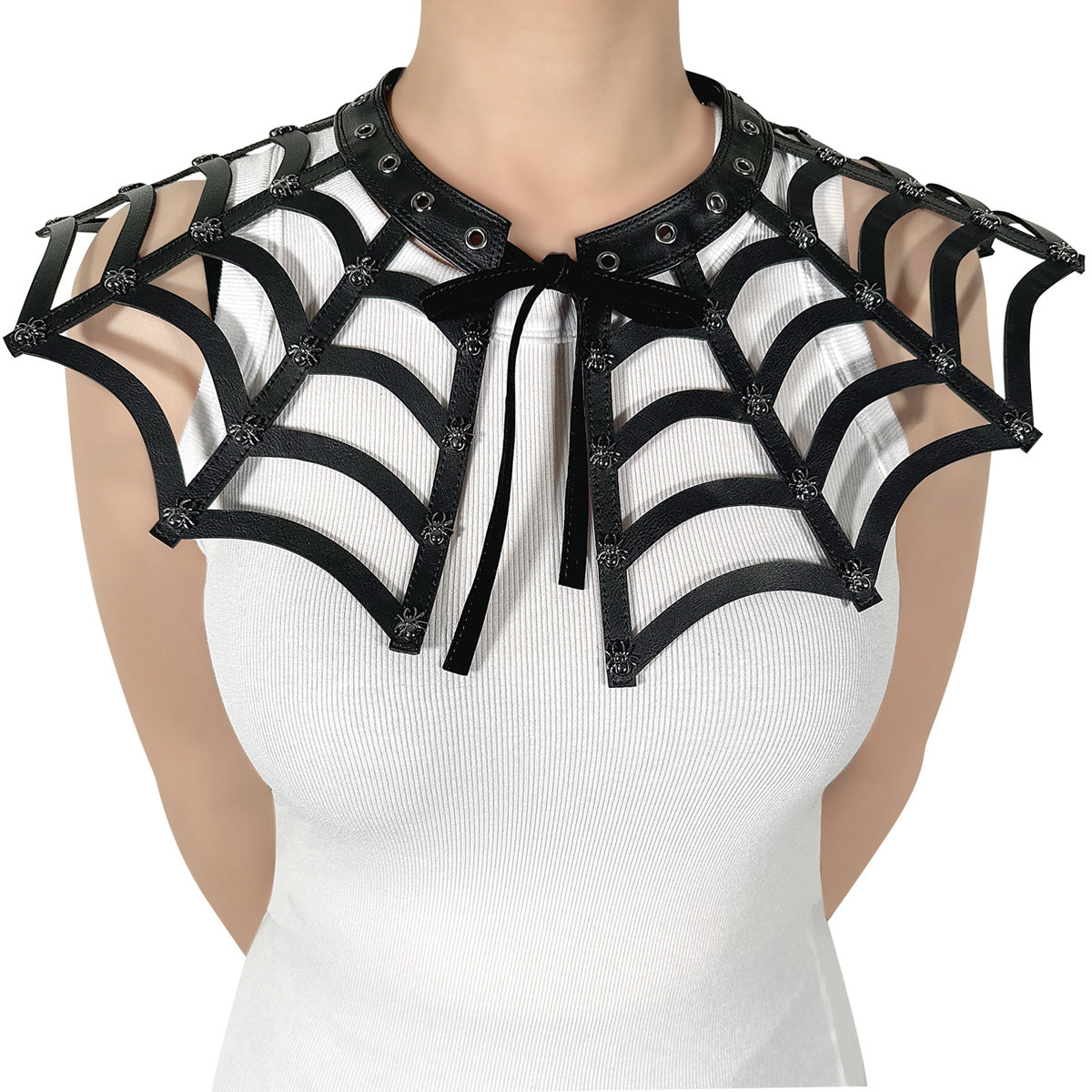 DA-213 Demonia Alternative Fashion Faux Leather Spiderweb Cut Out Collar