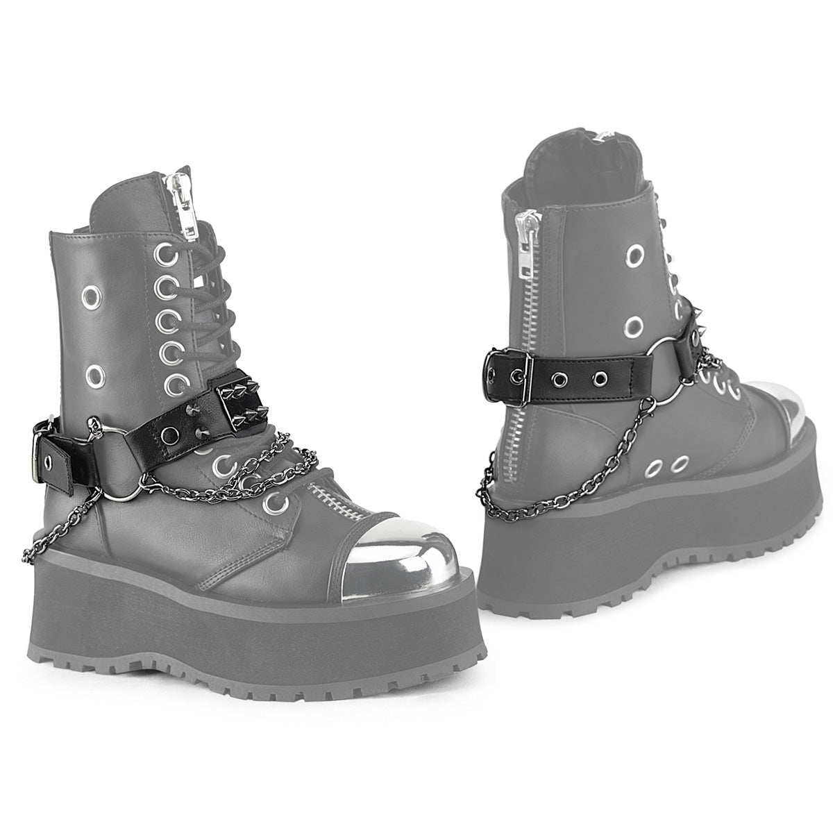 DA-520 Demonia Alternative Fashion Faux Leather Boot Harnesses
