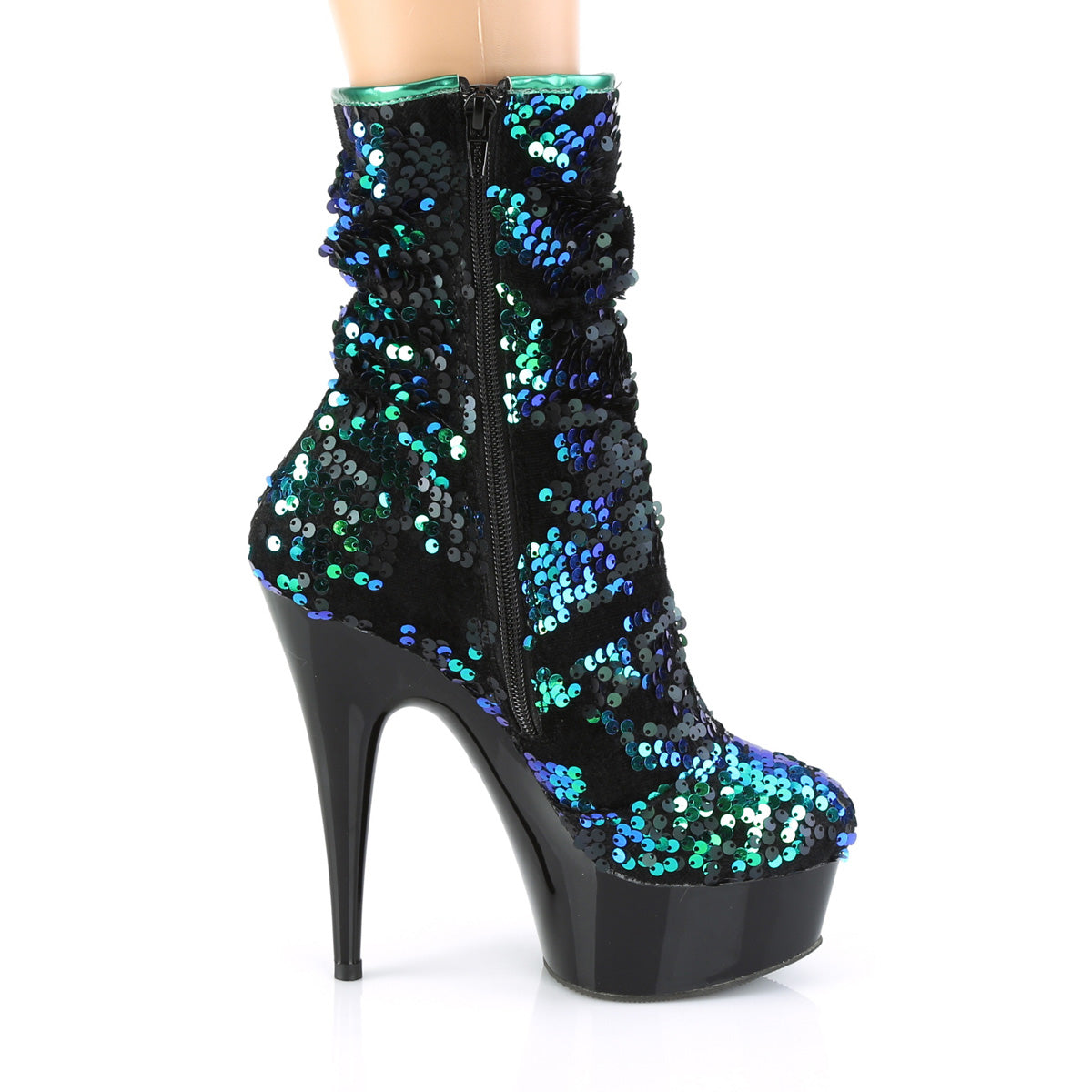 Green Sequins 6 Inch Pole Dance Ankle Boots - Pleaser DELIGHT-1004