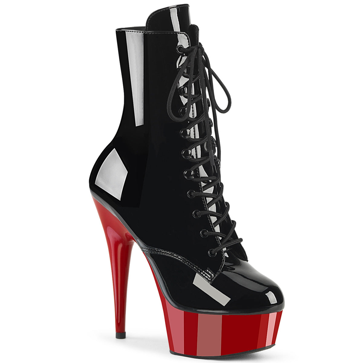 Black Red 6 Inch High Impact Ankle Boots - Pleaser DELIGHT-1020