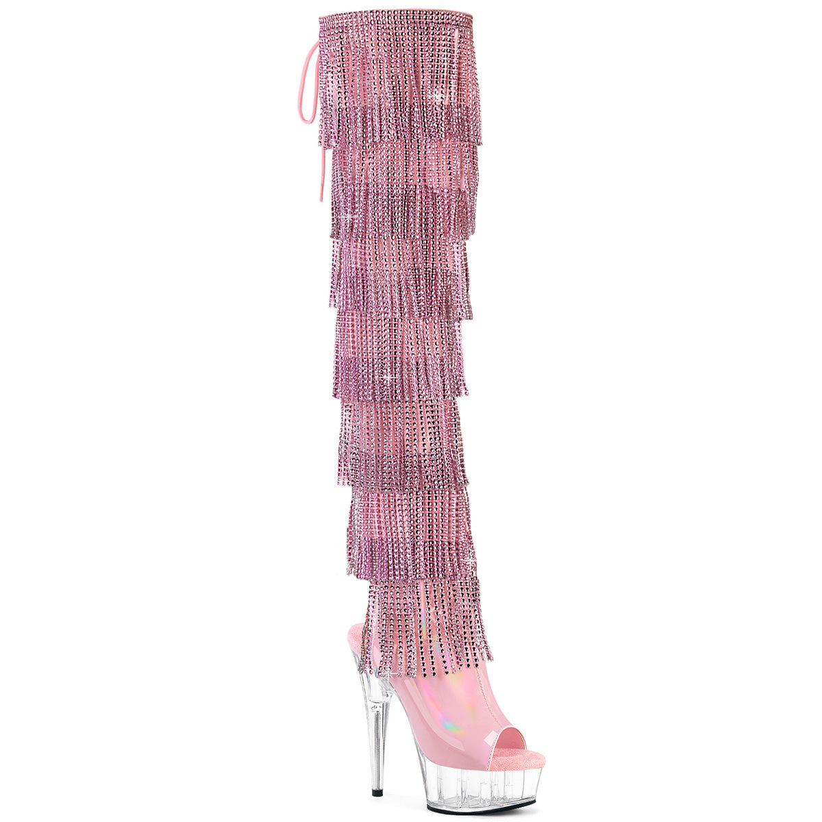 DELIGHT-3017HG-RSF Pleaser Pink Holographic Bling Tassel Thigh