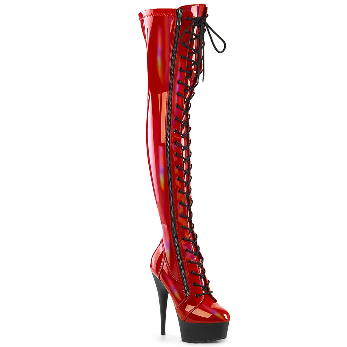 Red 6 Inch Exotic Dance Thigh High Boots - Pleaser DELIGHT-3029
