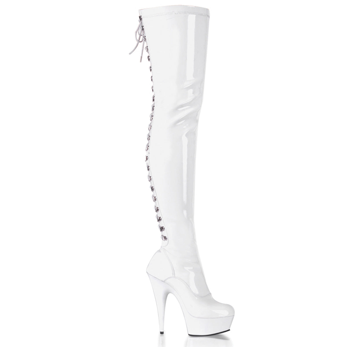 White 6 Inch Strippers Thigh High Boots - Pleaser DELIGHT-3063