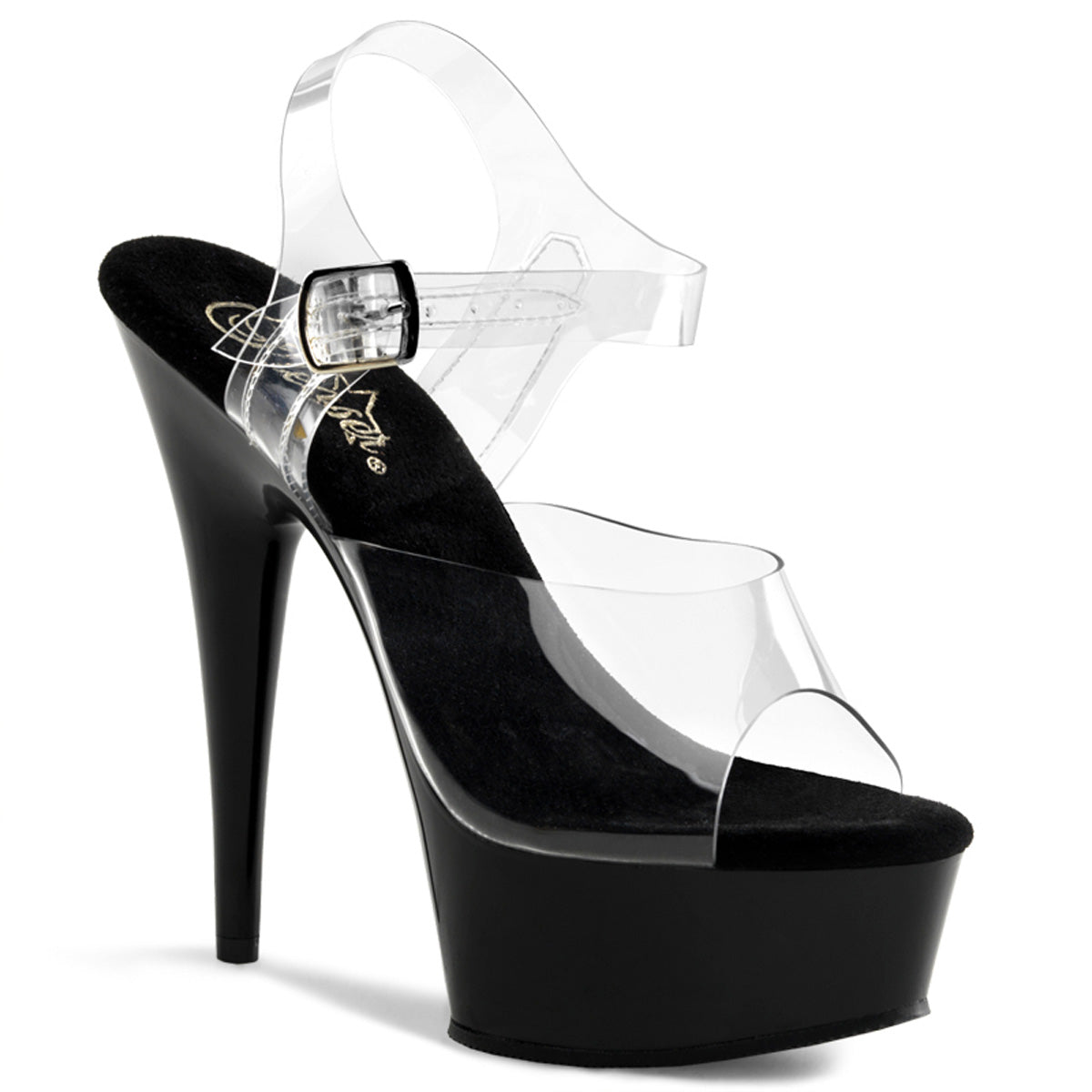Clear Black 6 Inch Erotic Dancer Platform Shoes - Pleaser DELIGHT-608