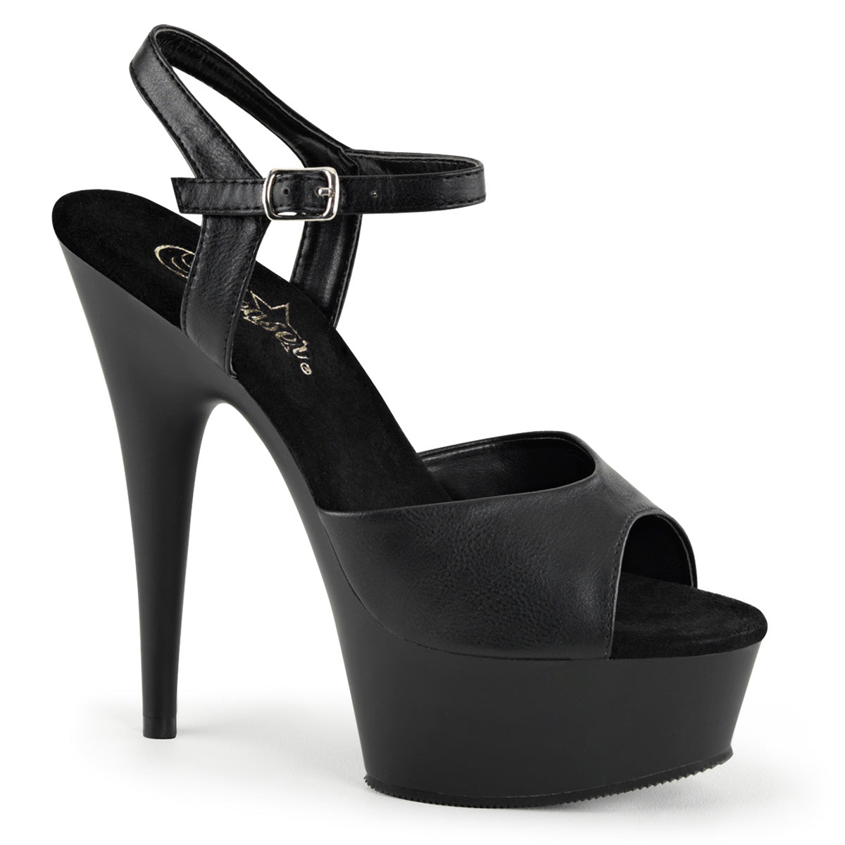 Black 6 Inch Pole Dancing Platform Shoes - Pleaser DELIGHT-609
