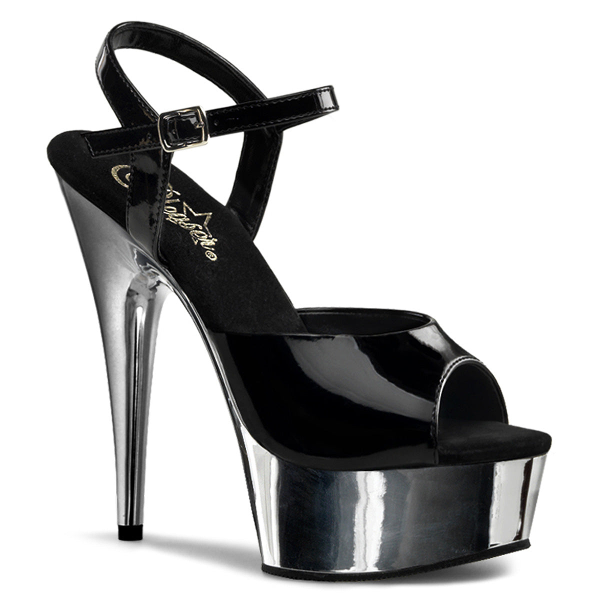 Black Silver 6 Inch Erotic Dancer Platform Shoes - Pleaser DELIGHT-609