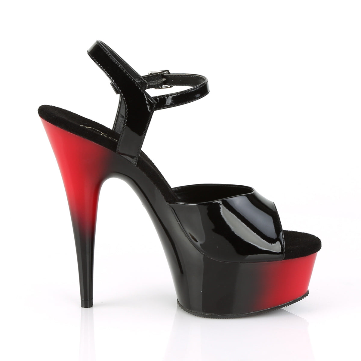 DELIGHT-609BR 6" Heel Black and Red Stripper Platforms High Heels
