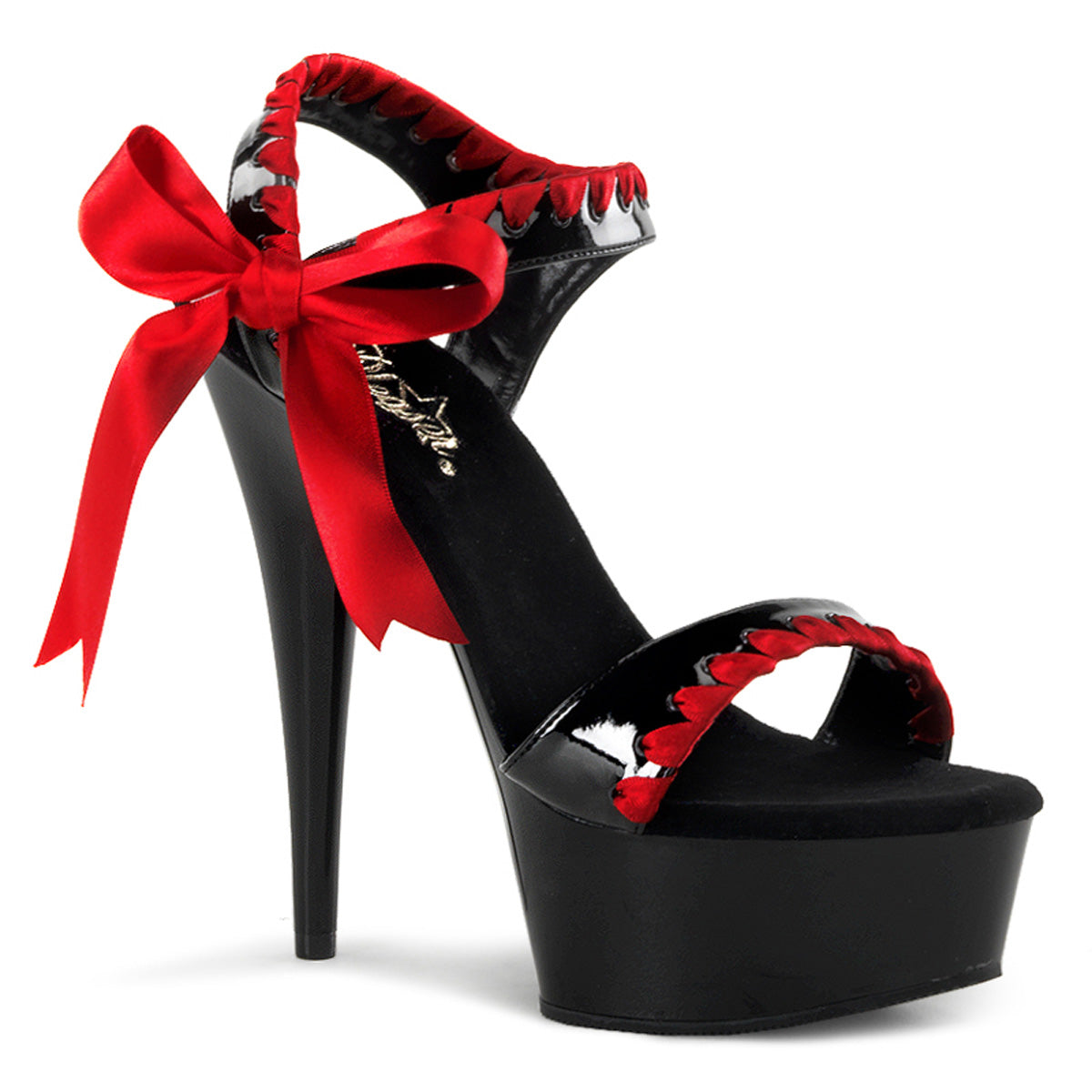 Black Red 6 Inch Pole Dance Platform Shoes - Pleaser DELIGHT-615