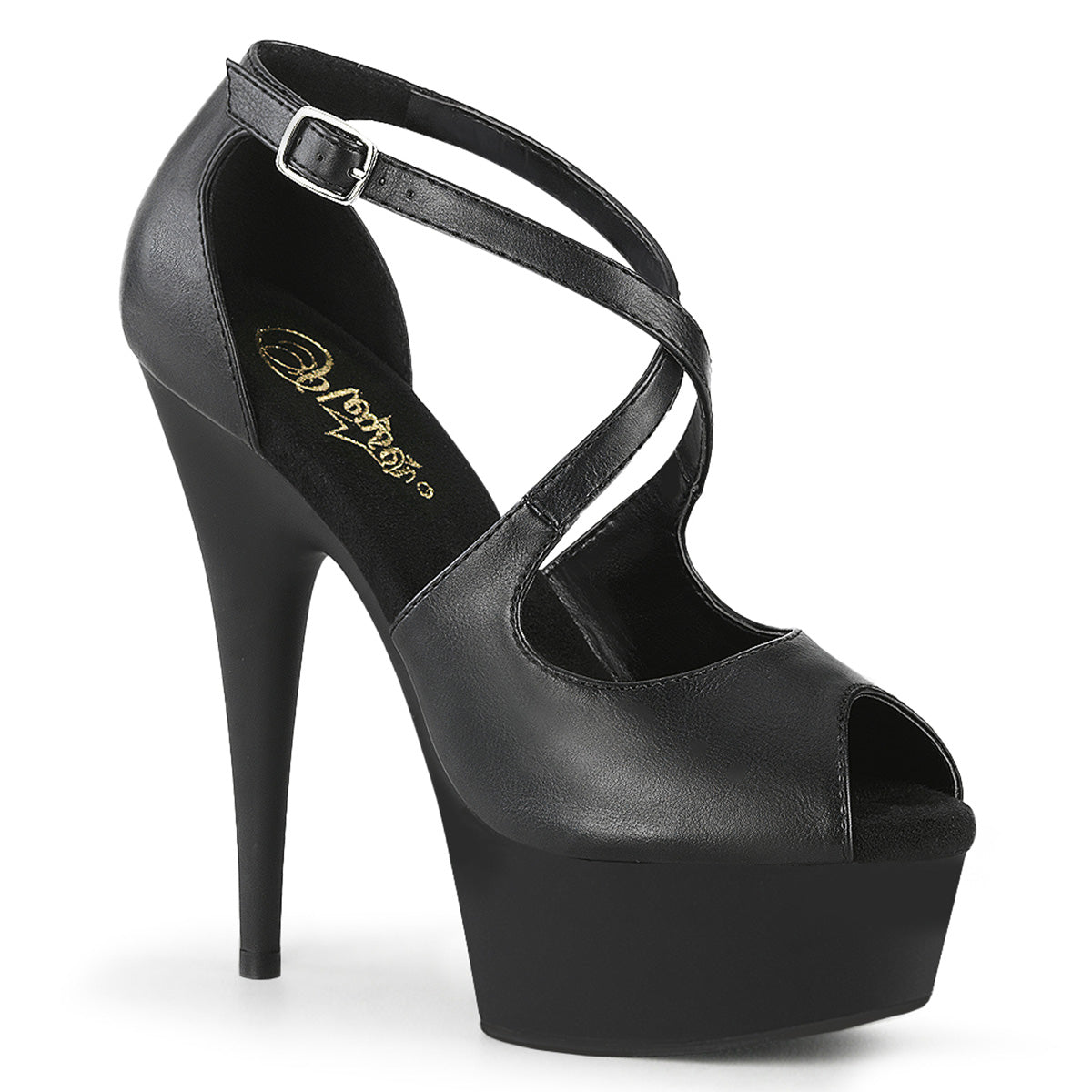 Black 6 Inch Pole Dancing Platform Shoes - Pleaser DELIGHT-621