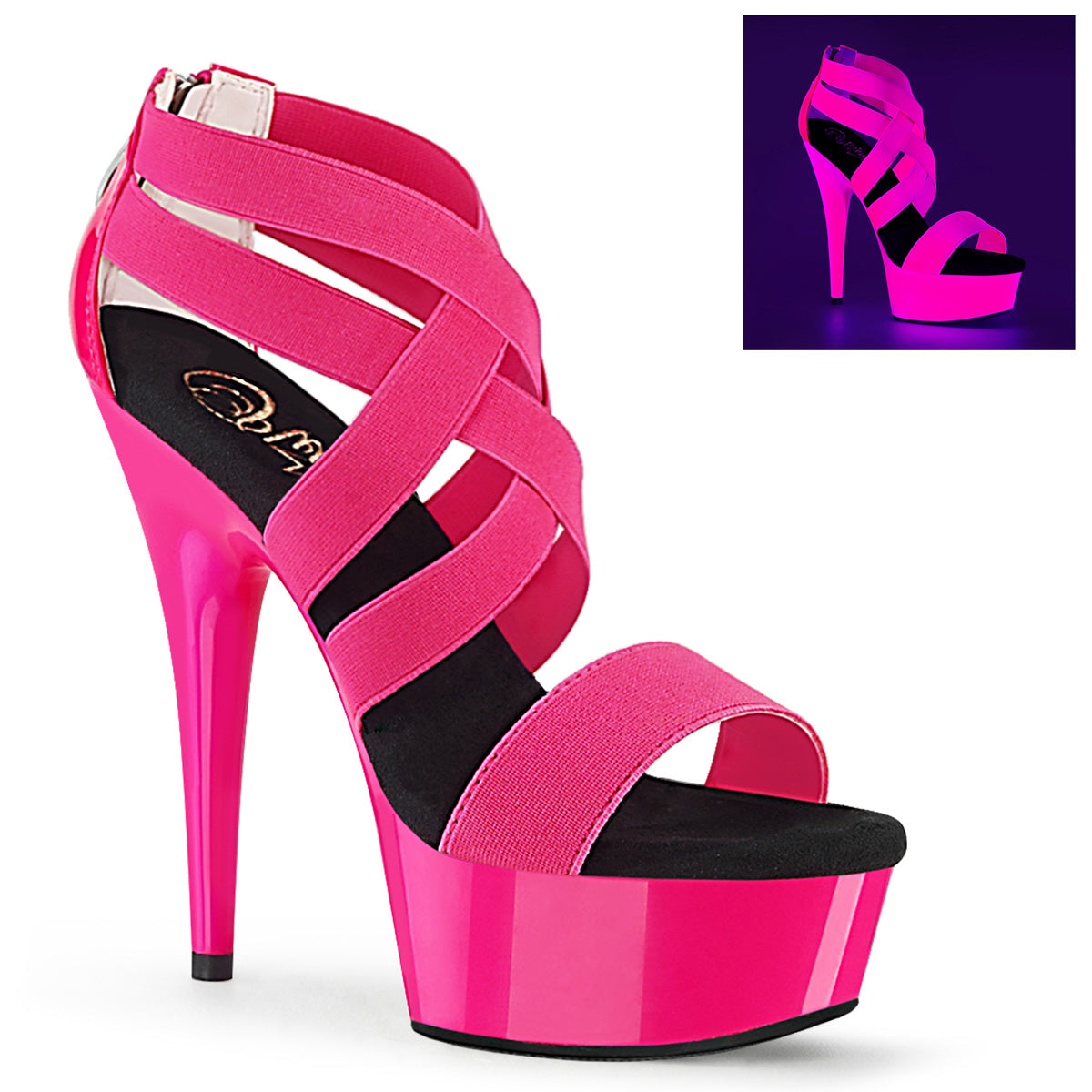 Neon H. Pink 6 Inch Glamour Platform Shoes - Pleaser DELIGHT-669UV
