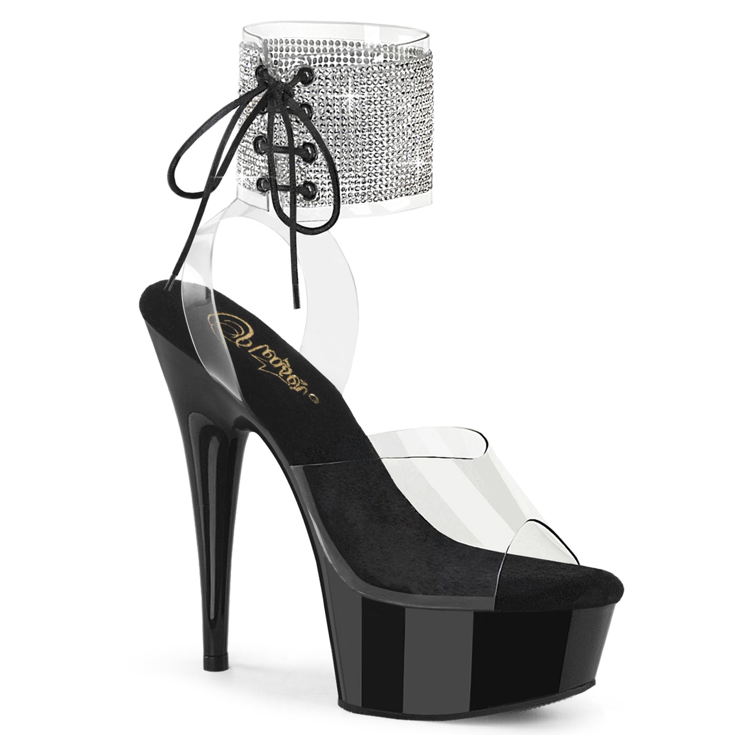 Clear Black 6 Inch Glamour Platform Shoes - Pleaser DELIGHT-691-2RS
