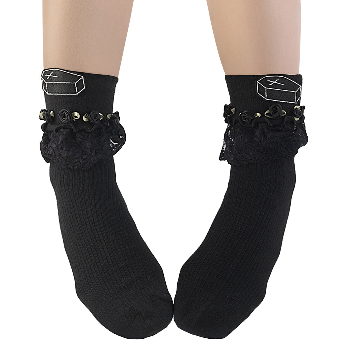 DH-101 Demonia Ruffle Coffin Sock Ankle Socks