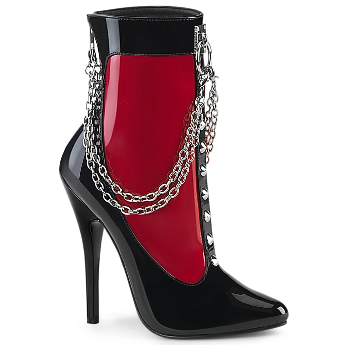 DOMINA-1033 botas de tobillo de fetiche rojo y negro