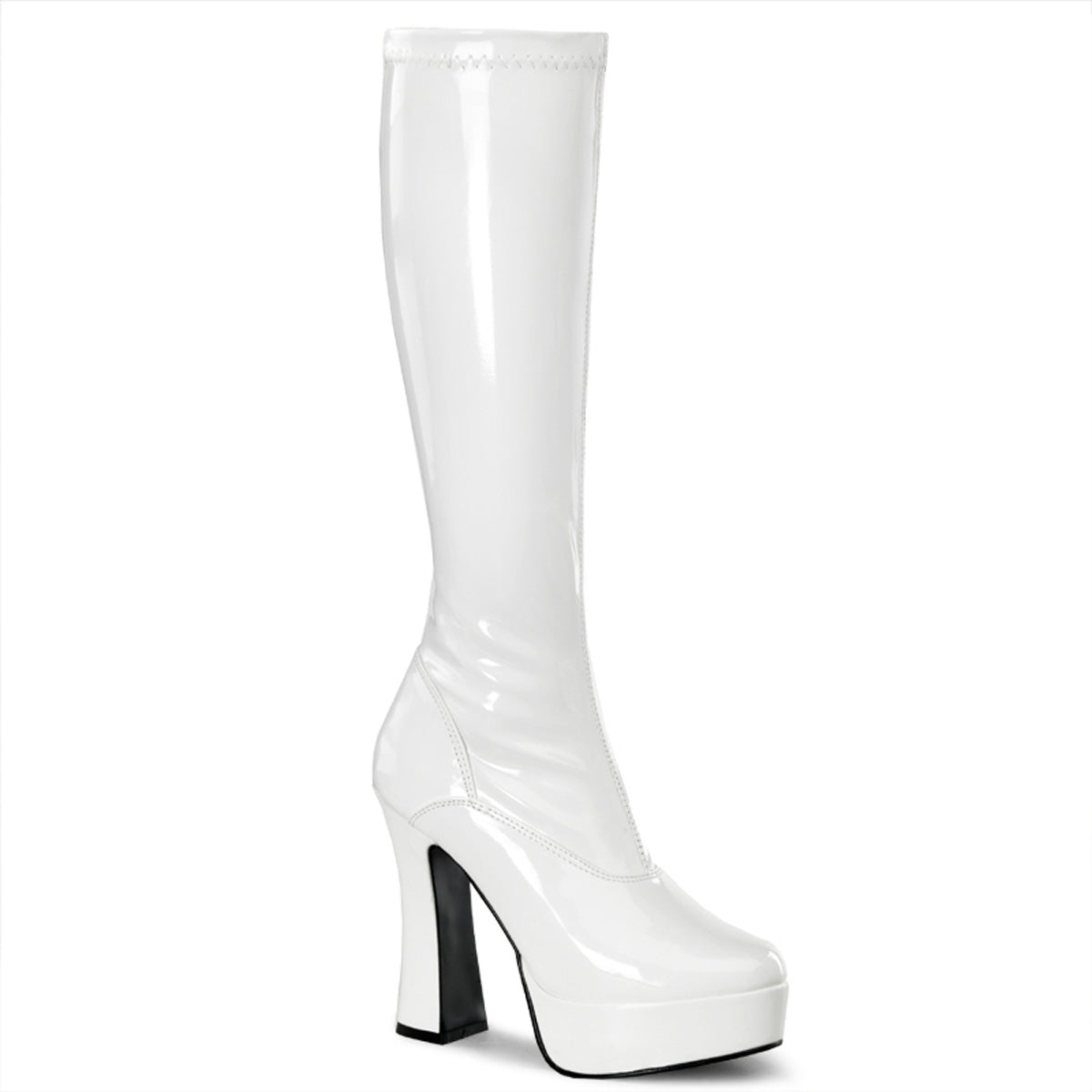 White 5 Inch Vintage Retro Knee High Boots - Pleaser ELECTRA-2000Z