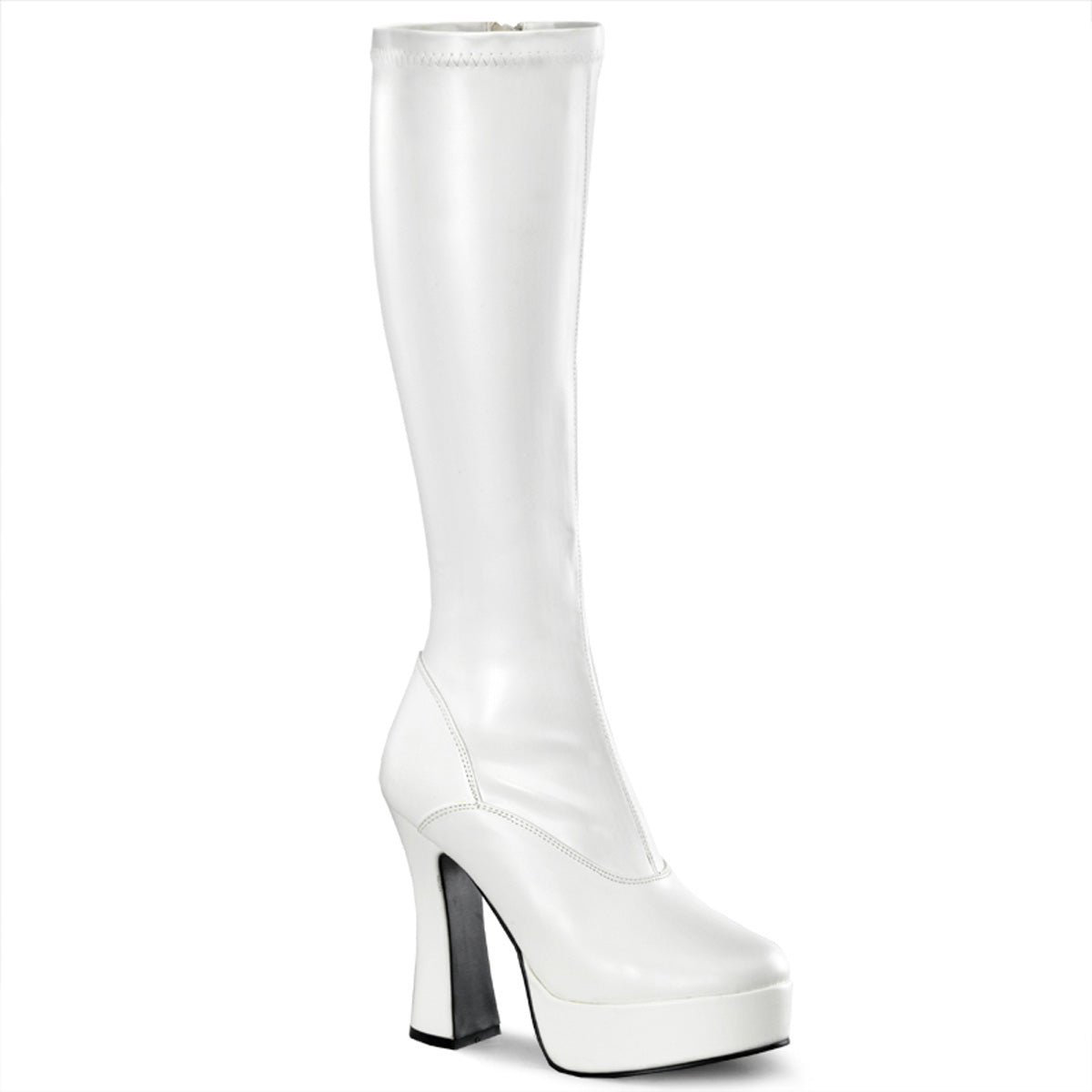 White 5 Inch Gogo Disco Knee High Boots - Pleaser ELECTRA-2000Z