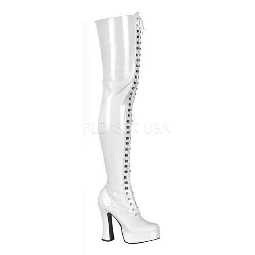 Pleaser ELE3023 White Patent Sexy Shoes Discontinued Sale Stock