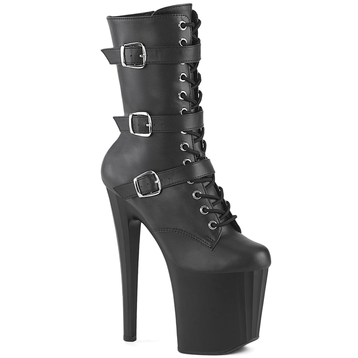 Enchant-1043 Pleaser Toble/Mid-Calf Boots Black Platforms (baile exótico)