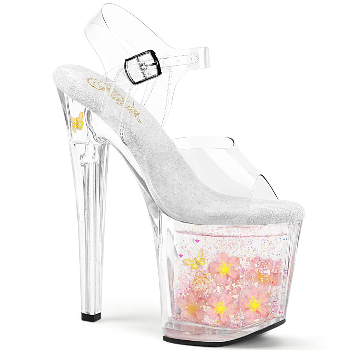 Clear Pink 8 Inch Glitter Glamour Ankle Boots - Pleaser ENCHANT-708AQUA-01