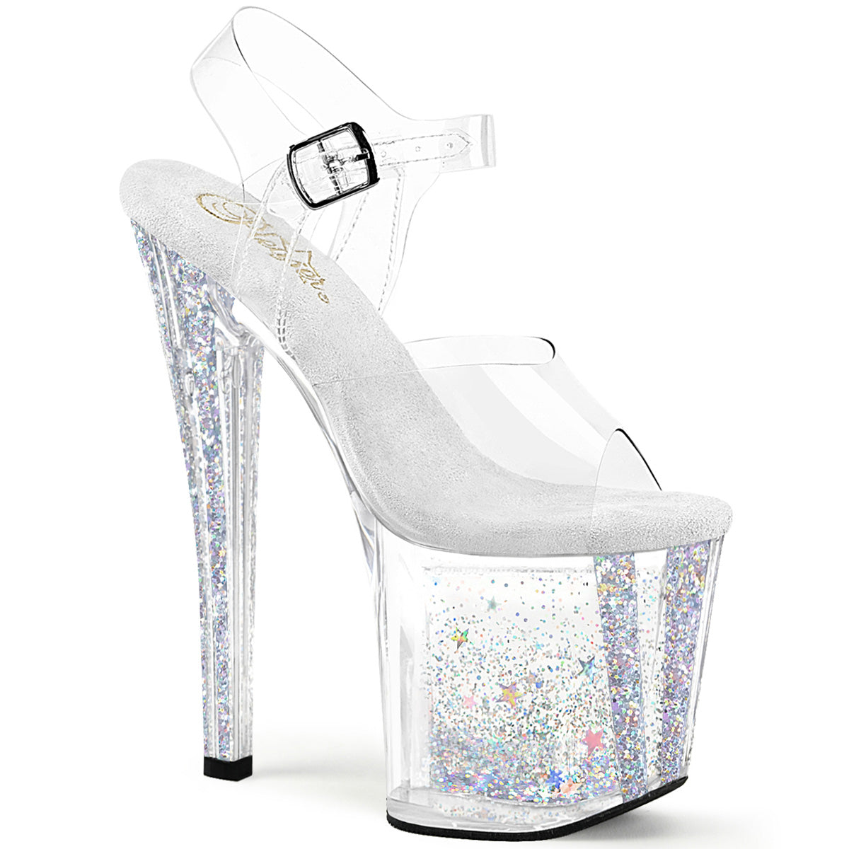 Silver Mini Glitter 8 Inch Exotic Dance Ankle Boots - Pleaser ENCHANT-708AQUA-04
