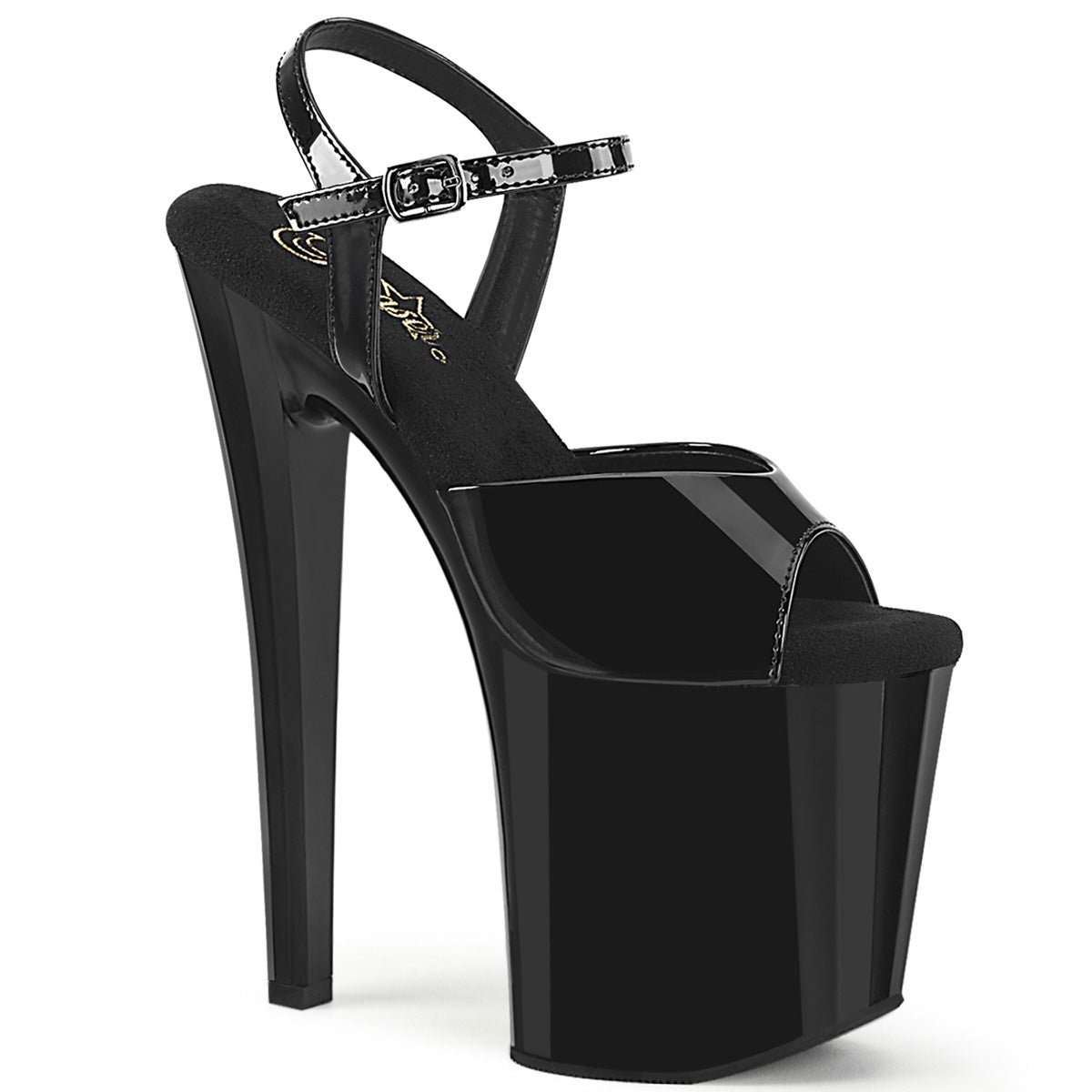 Enchant-709 Pleaser Tacón de 8 pulgadas Pat/plataformas negras de plataformas negras (baile exótico)