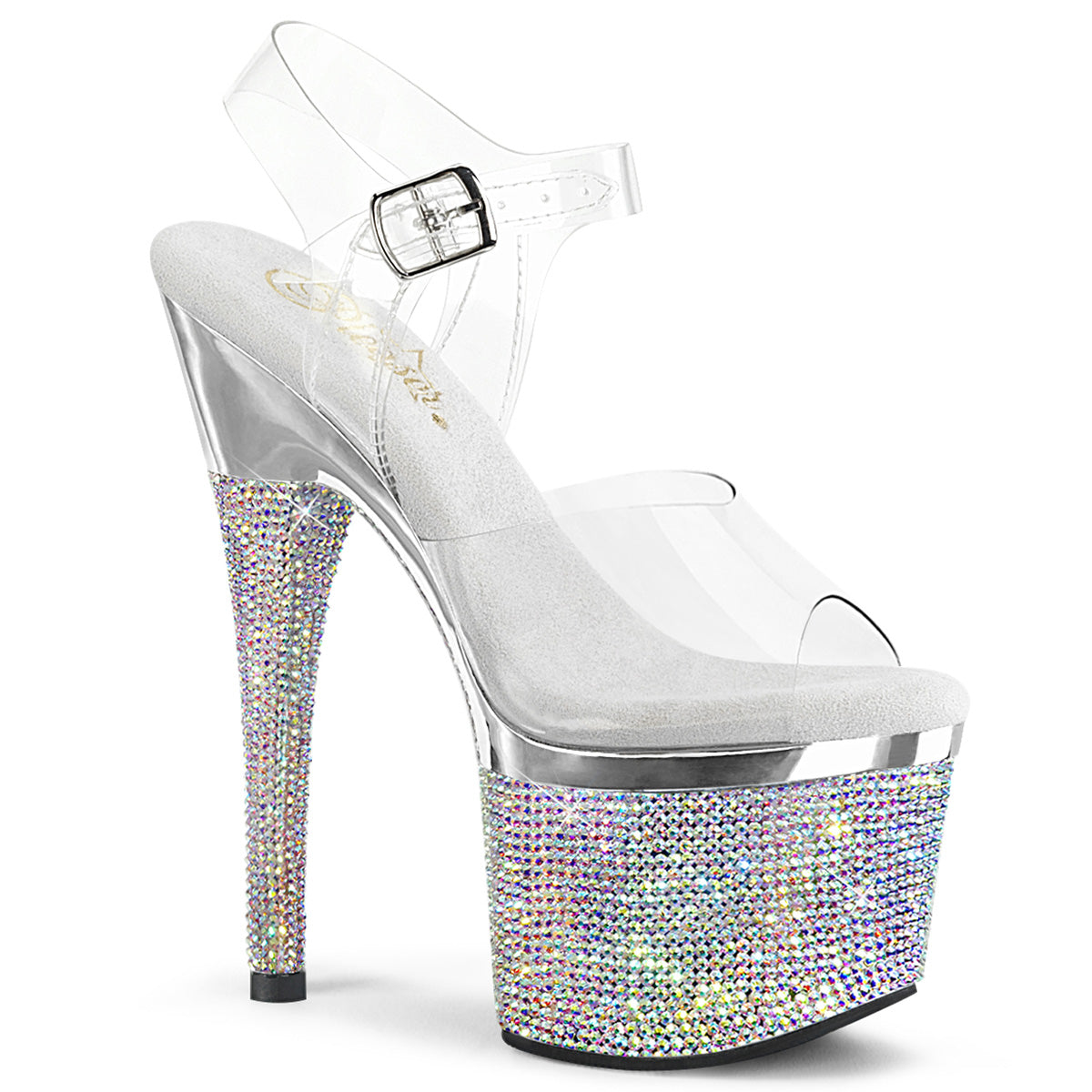 Silver Chrome 7 Inch Glamour Models Platform Shoes - Pleaser ESTEEM-708DM