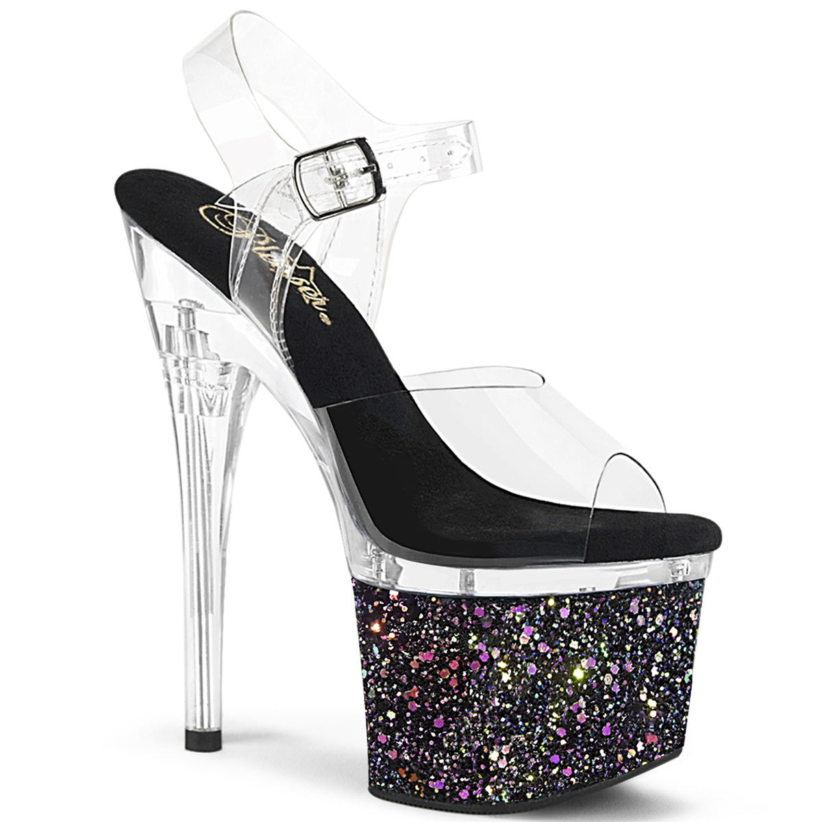Clear Black 7 Inch Statement High Platform Shoes - Pleaser ESTEEM-708LG