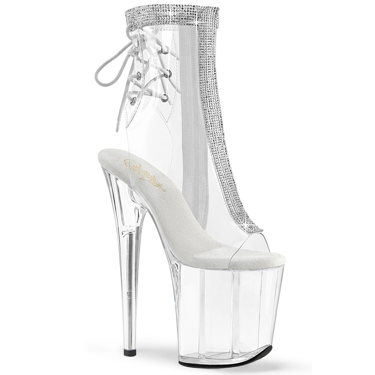 Clear 8 Inch Strippers Ankle Boots - Pleaser FLAMINGO-1018C-2RS