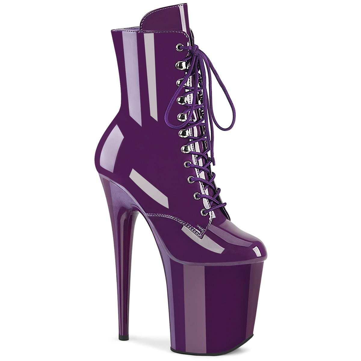 Purple 8 Inch Pole Heels Ankle Boots - Pleaser FLAMINGO-1020