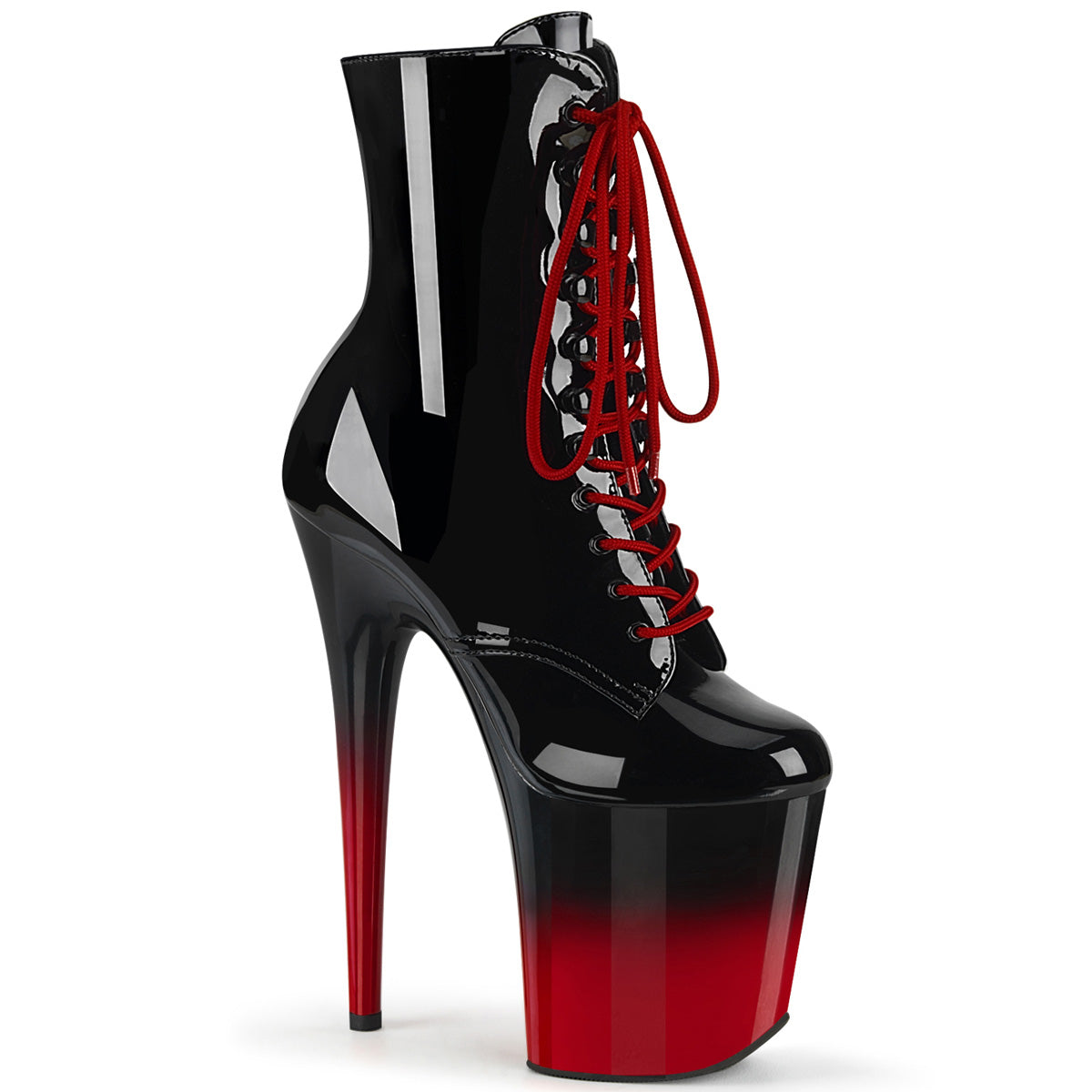 Black Red 8 Inch Strippers Ankle Boots - Pleaser FLAMINGO-1020BR-H
