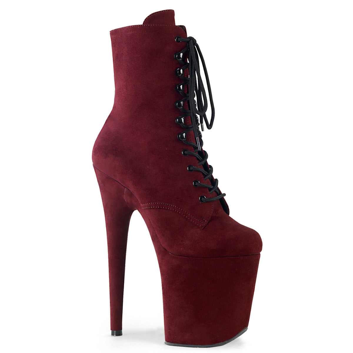 Burgundy 8 Inch Exotic Dancing Ankle Boots - Pleaser FLAMINGO-1020FS