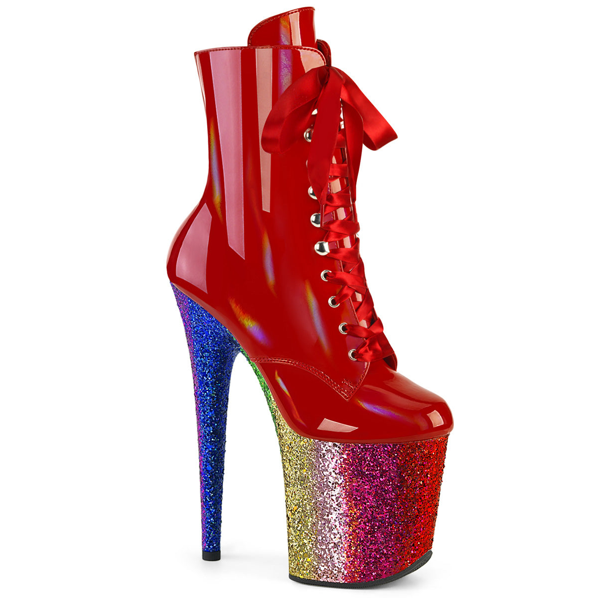 Red Holo 8 Inch Pole Dance Ankle Boots - Pleaser FLAMINGO-1020HG