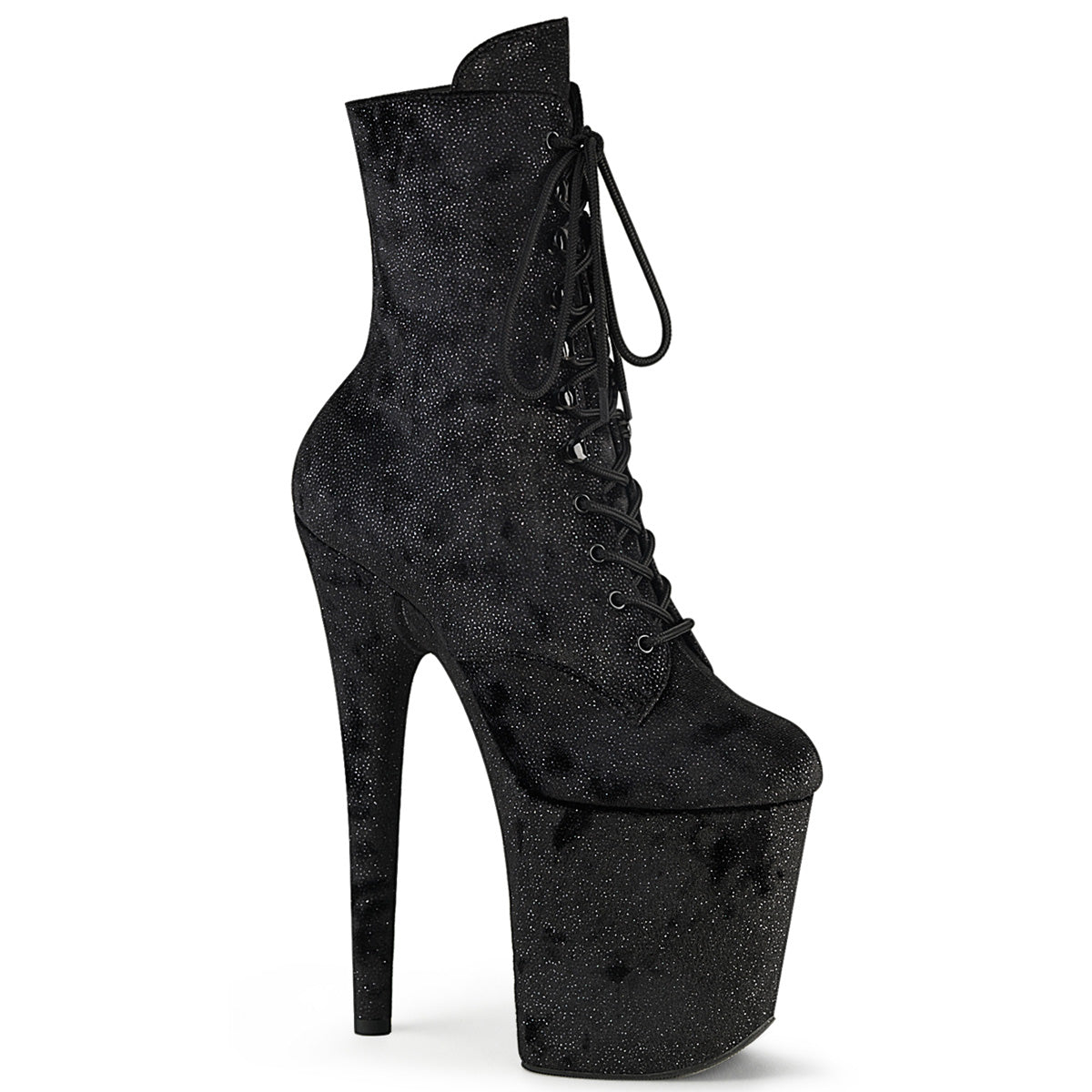 Black Fabric 8 Inch Exotic Dancing Ankle Boots - Pleaser FLAMINGO-1020WR