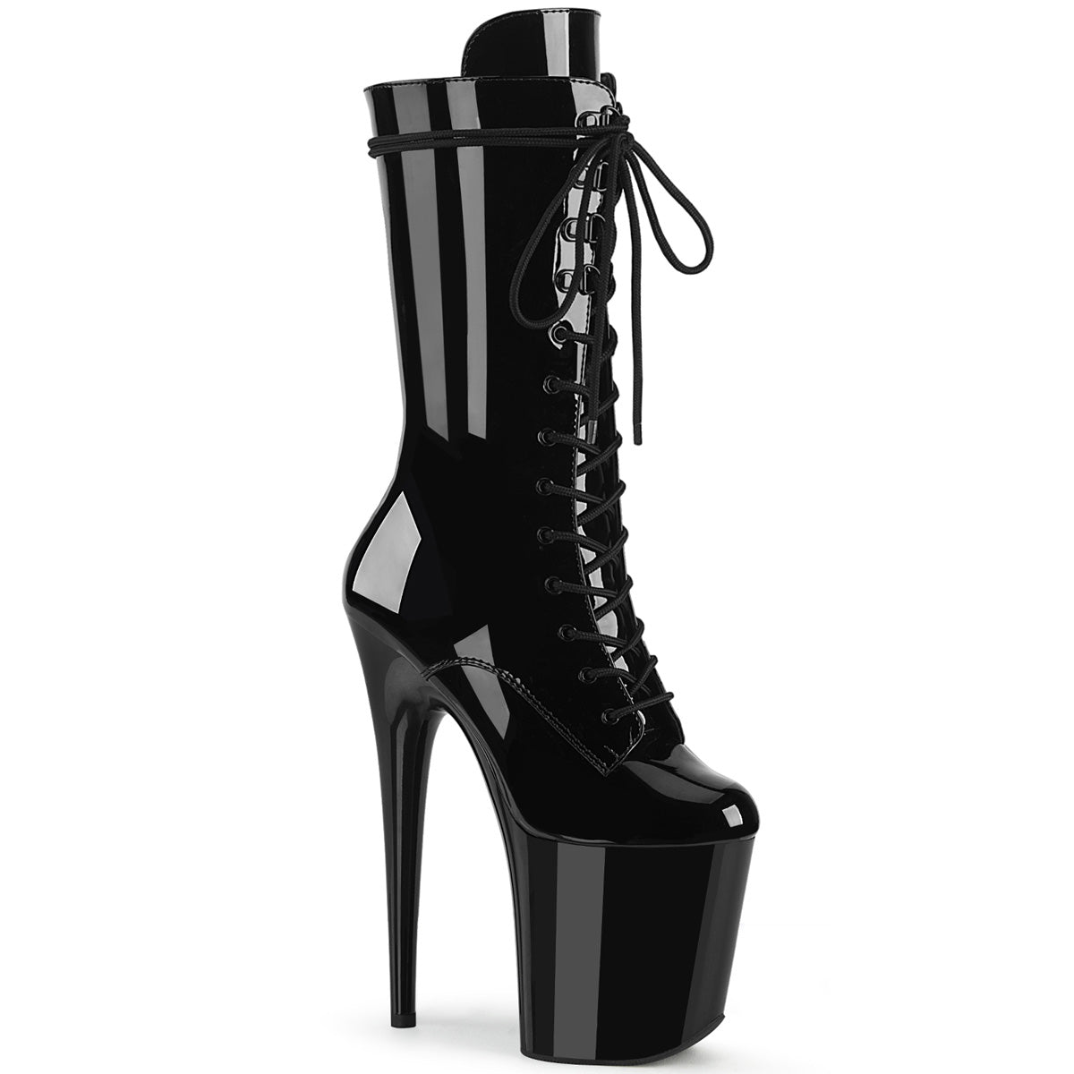 Black 8 Inch Pole Heels Ankle Boots - Pleaser FLAMINGO-1050
