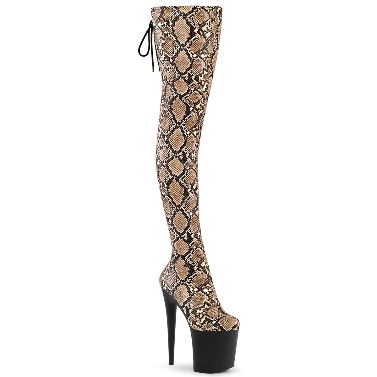Tan 8 Inch Pole Dance Thigh High boots - Pleaser FLAMINGO-3008SP-BT
