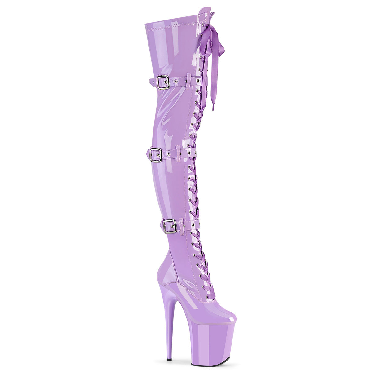Lavender 8 Inch Dancer Platform Thigh Length Boots - Pleaser FLAMINGO-3028