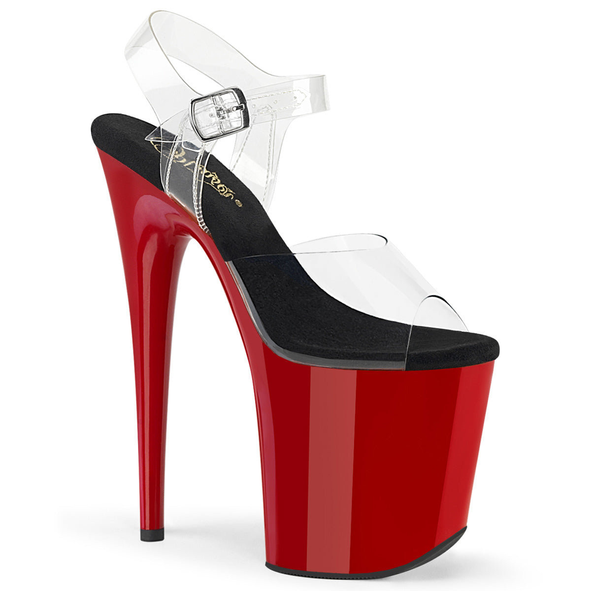 FLAMINGO-808 Pleaser Red Platform Ankle Strap High Heel Shoes