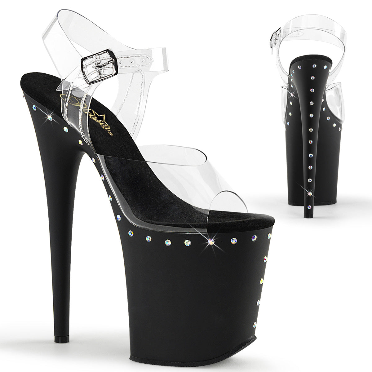 Clear Black 8 Inch Exotic Dancer Platform Shoes - Pleaser FLAMINGO-808ABLS