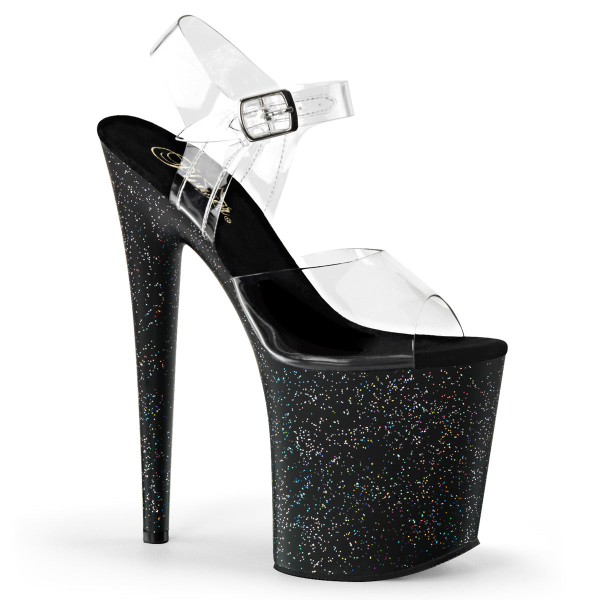 Clear Black 8 Inch Pole Dance Platform Shoes - Pleaser FLAMINGO-808MG