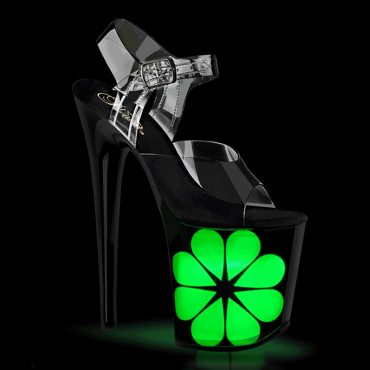 Clear Black 8 Inch Platform Sexy Pole Heels - Pleaser FLAMINGO-808NLHS
