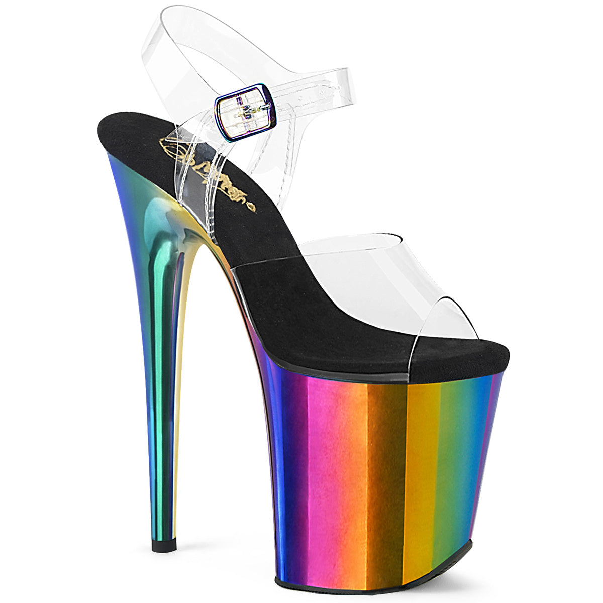 Rainbow Chrome 8 Inch Sexy Platform Pole Heels - Pleaser FLAMINGO-808RC
