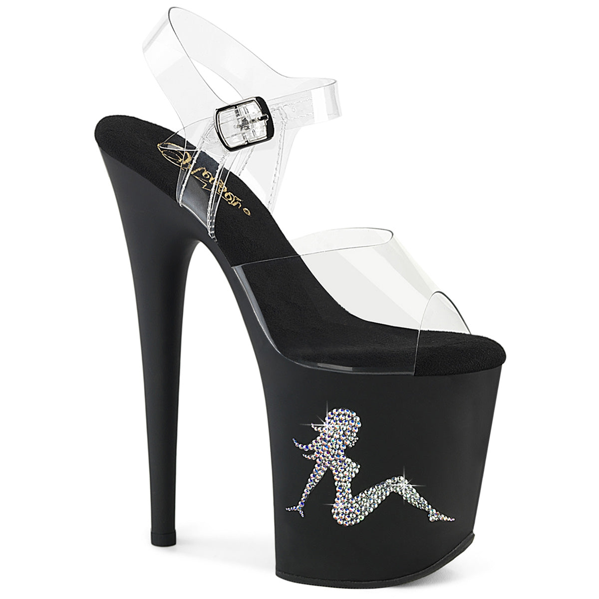 Clear Black 8 Inch Exotic Dancing Pole Heels - Pleaser FLAMINGO-808TGRS