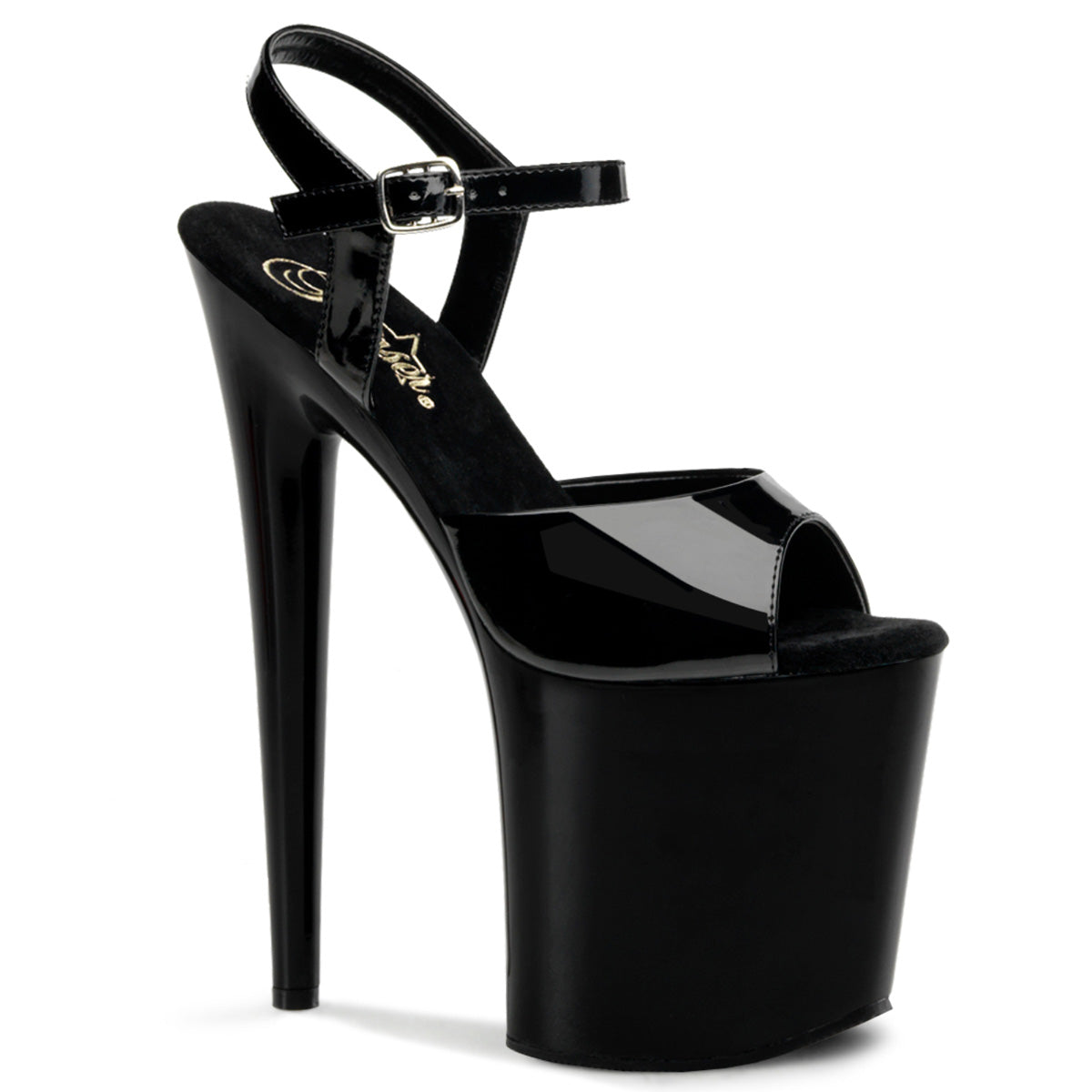 Flamingo-809 Pleaser Talón de 8 pulgadas Plataformas de stripper de patente negra Tacones altos