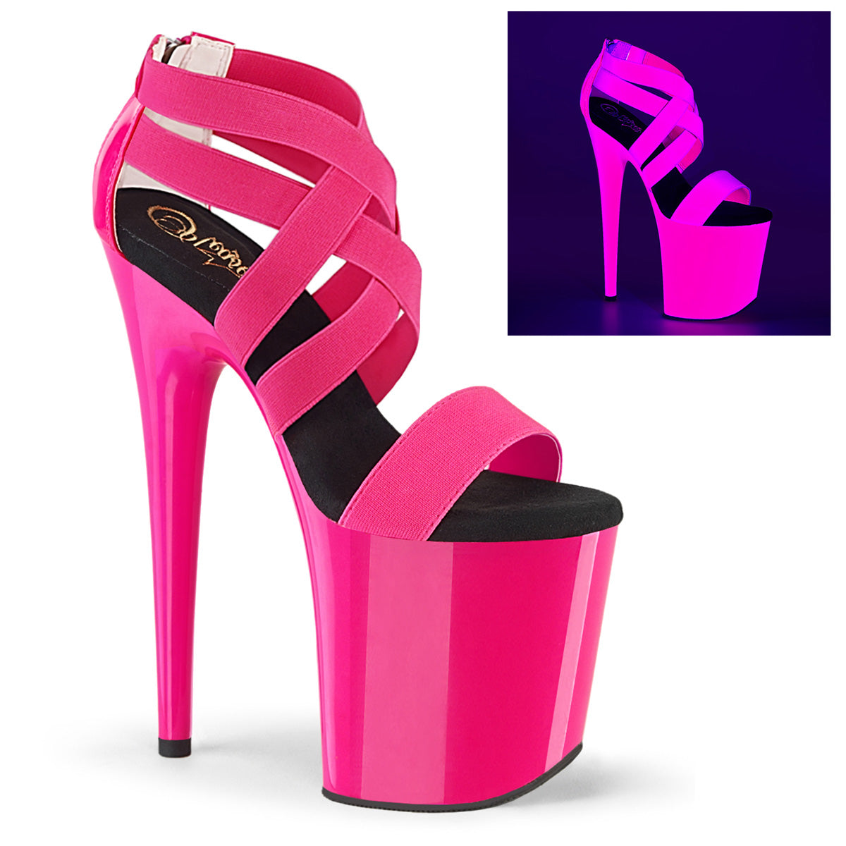 Zapatos de plataforma Flamingo-869UV Pleasers (tacones de baile exóticos) Pleasers de tacón de 8 pulgadas