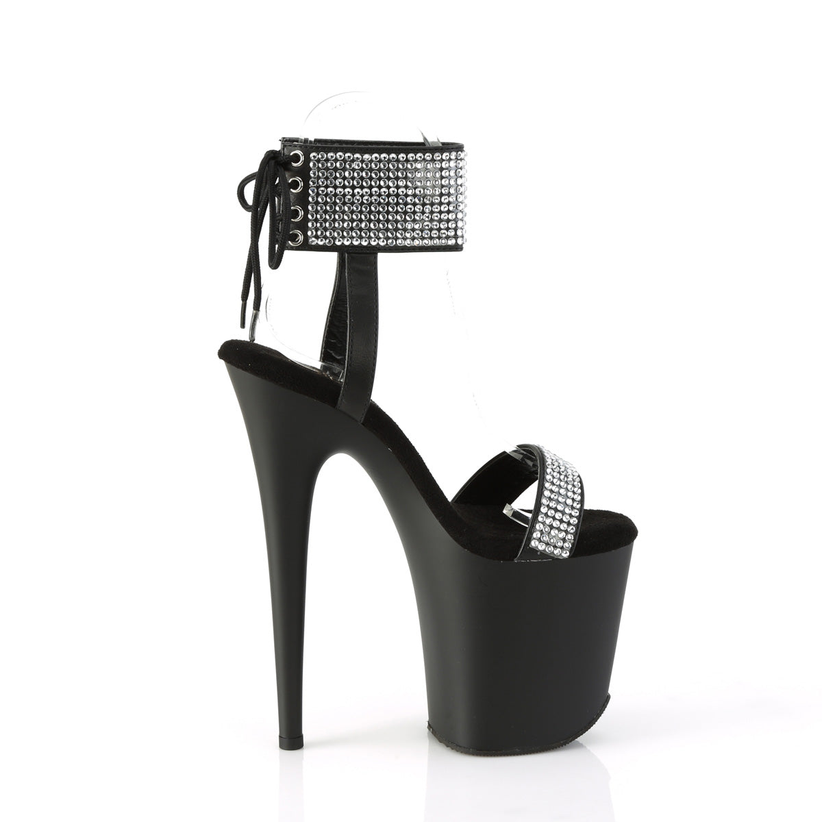 FLAMINGO-870 Pleaser 8" Heel Black Faux Leather-RS/Black Matte Platforms (Exotic Dancing)