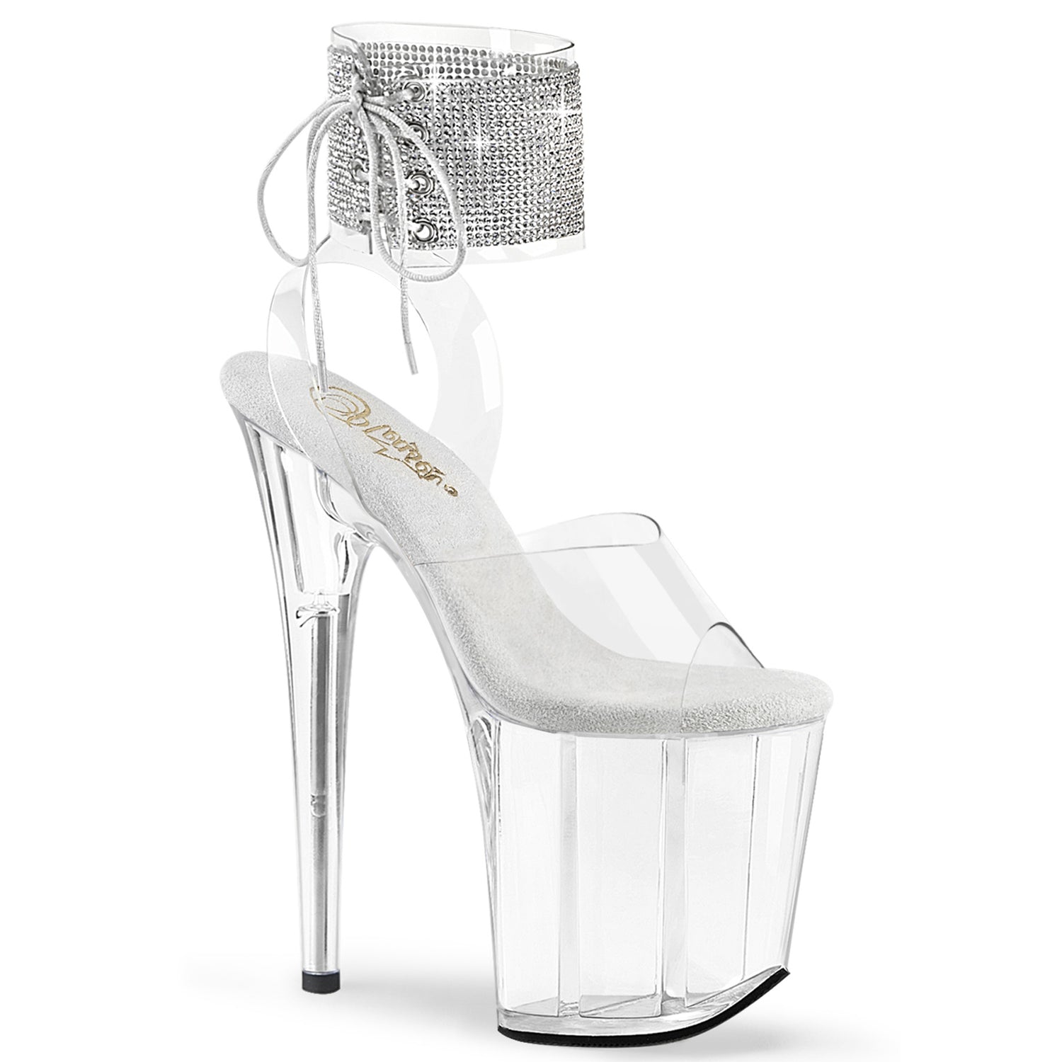 Clear 8 Inch Pole Dance Platform Shoes - Pleaser FLAMINGO-891-2RS