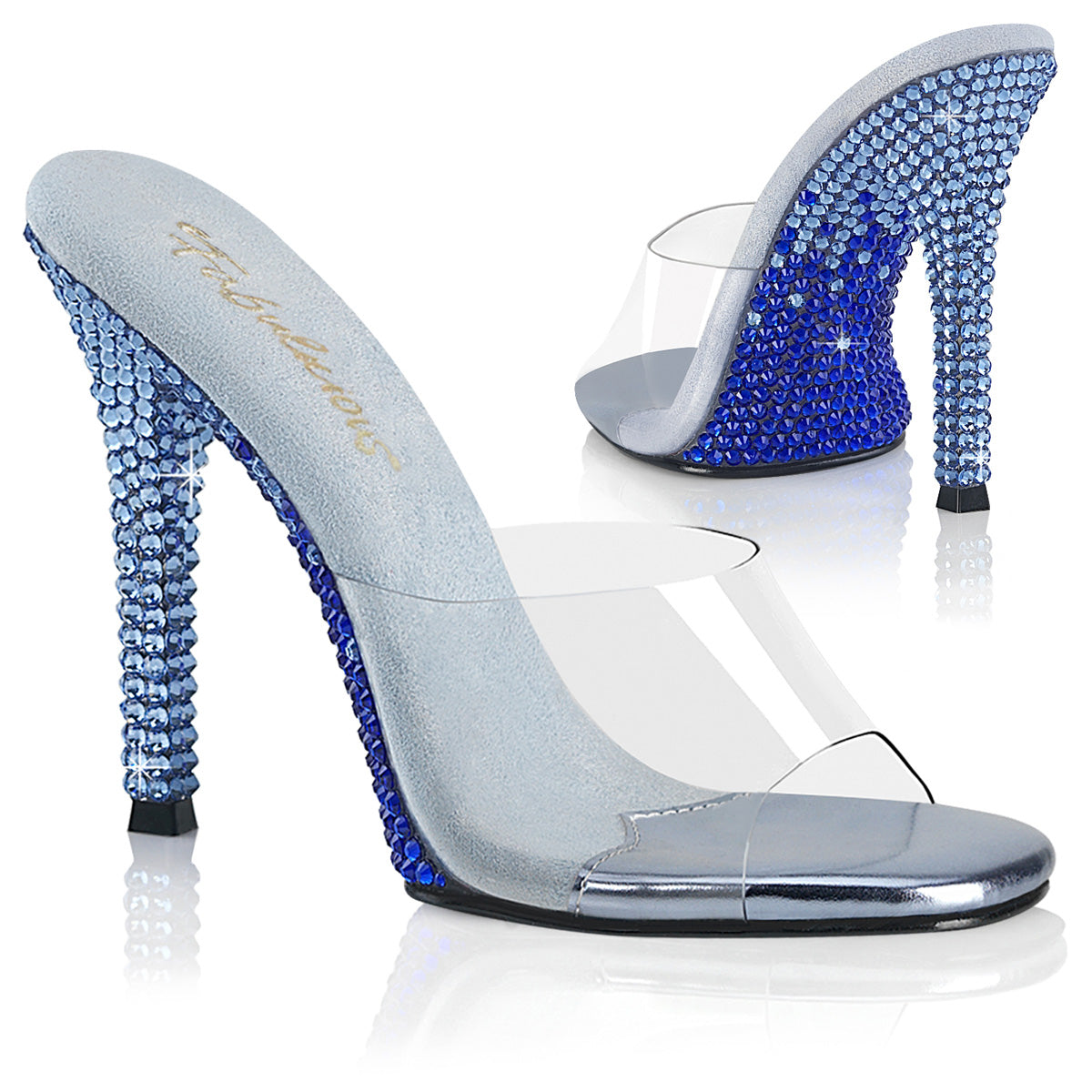 Baby Blue 4.5 Inch Bling Shoes - Fabulicious GALA-01DMM
